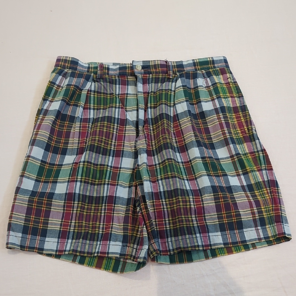 Polo by Ralph Lauren Blue and Green Flat Front Shorts